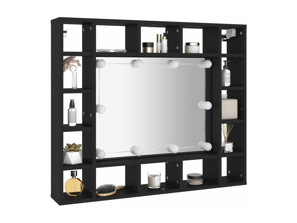 Black LED mirror cabinet 91x15x76.5 cm 36232MDMR