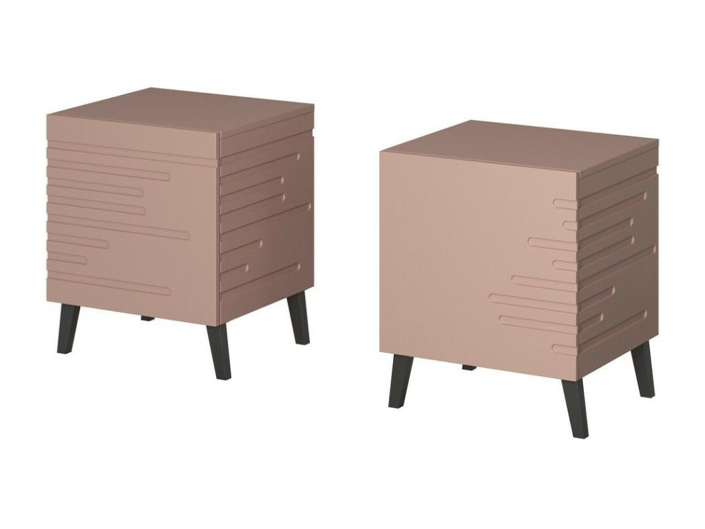 Max 74041PVUI Matte Pink Designer Bedside Table x2