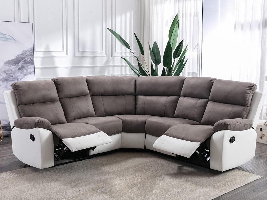Maisonpuretop grey and white corner sofa in microfiber and faux leather Maisonpuretop 56201LPTF