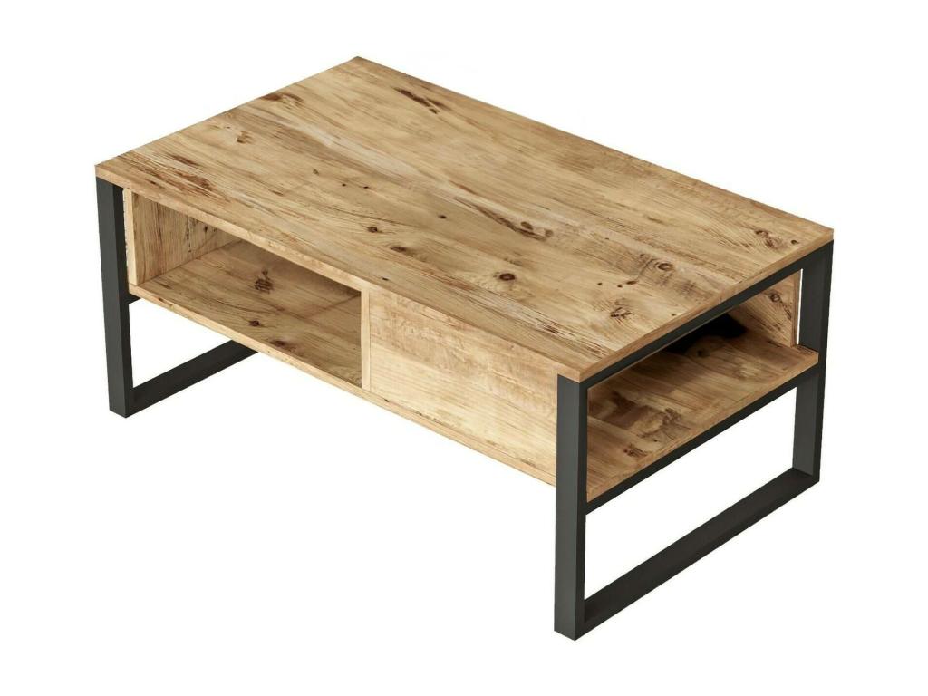 Maisonpuretop Coffee Table, Magazine Rack for Sofa, Living Room Shelf, 100x60x44 cm, Oak, 59066VHOK