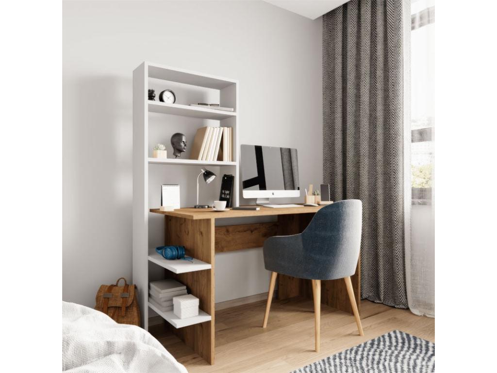 Artvivrestore melamine oak-white desk/bookshelf, 120x55x150 cm, 45413JRJW