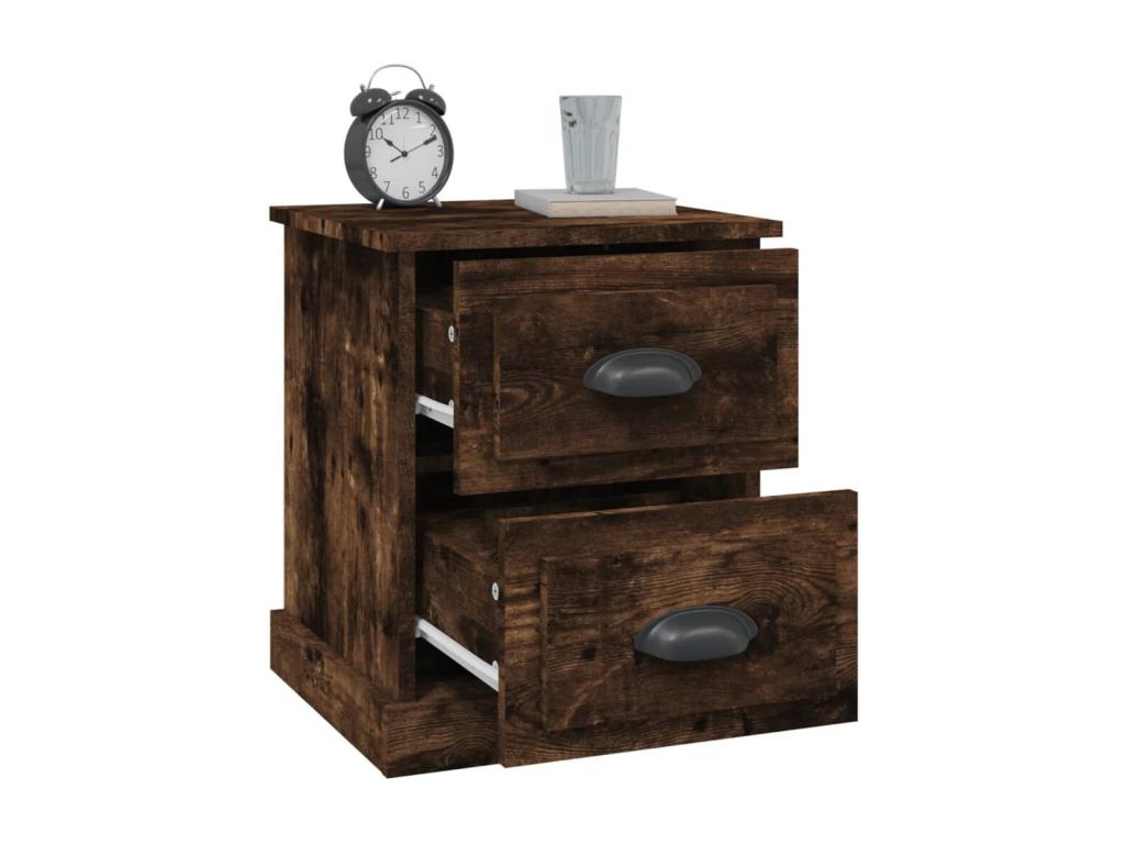 2-piece bedside tables, smoked oak, 39x39x47.5 cm, engineered wood, 65136BBYN