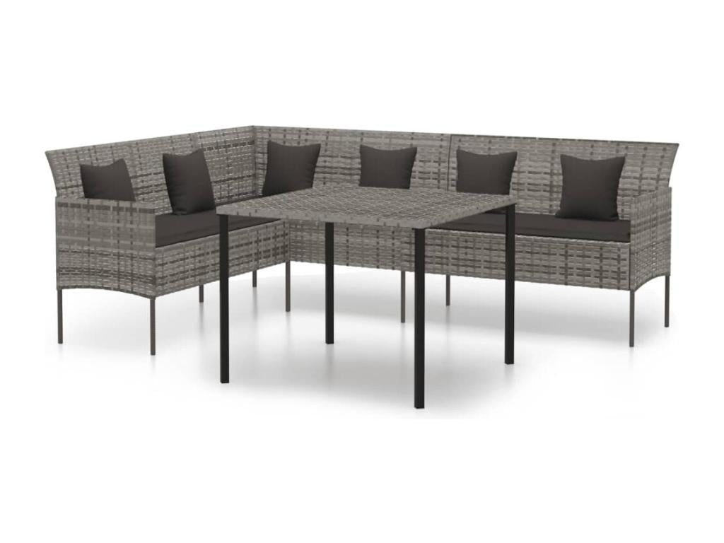 Garden dining set and cushions, 2 pcs, grey rattan, 66904GTEZ