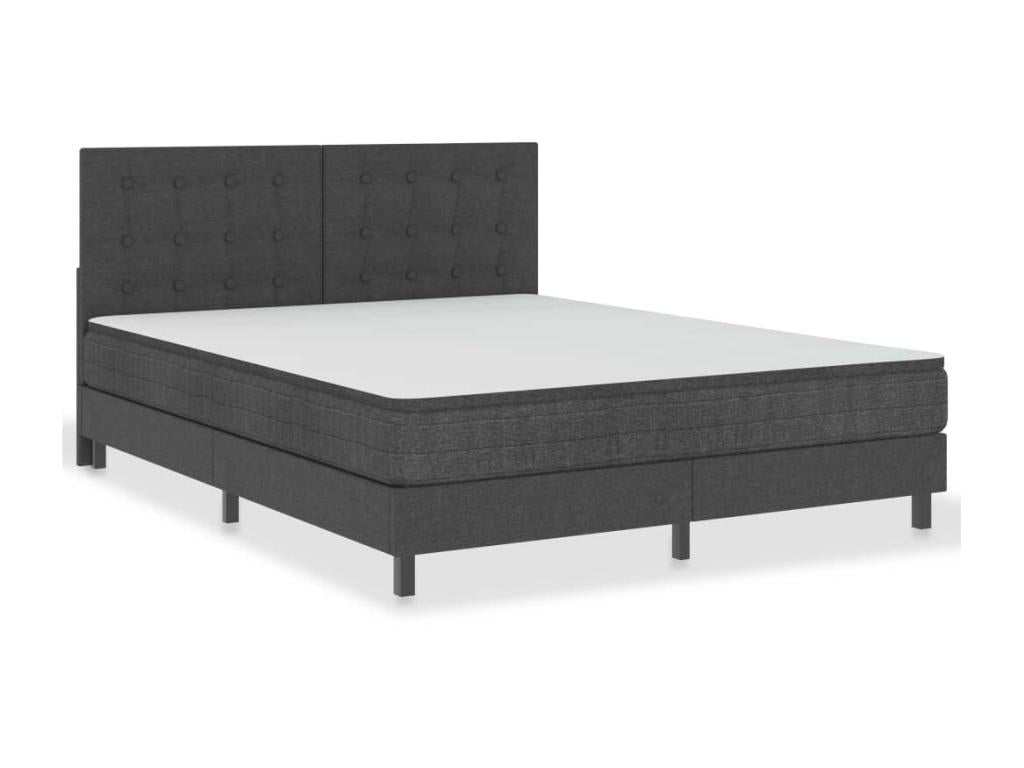 Bed with mattress and upholstered base, Dark Grey Fabric, 160x200 cm, 86454QREN