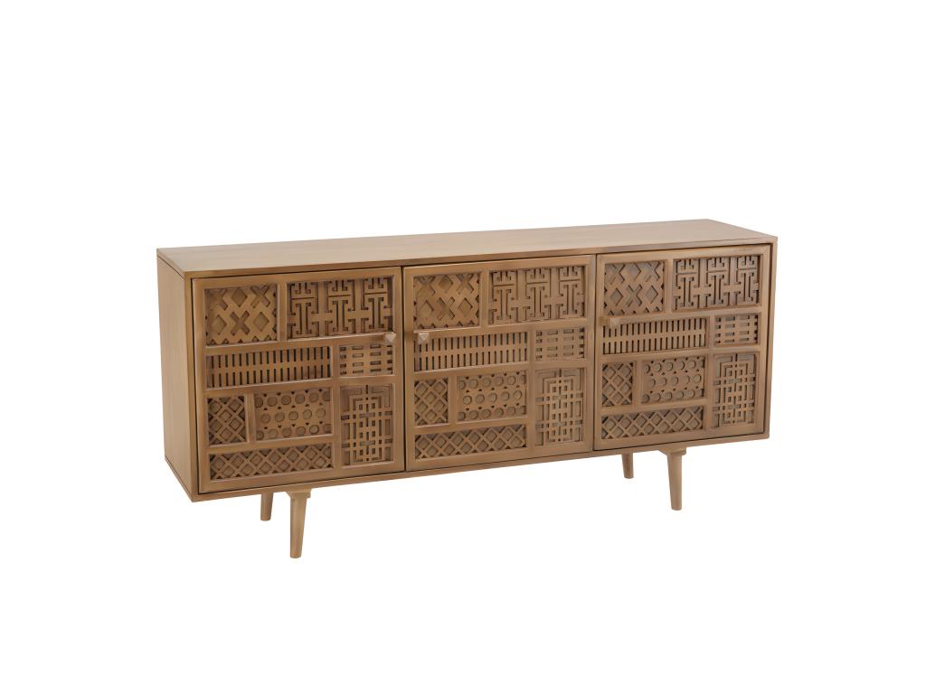 Maisonpuretop - Patinated mango wood sideboard with 3 doors and carved motifs Maisonpuretop decor 22821EAOH