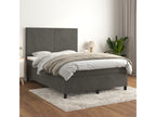 Upholstered bed base and mattress, Dark Grey, 140x200cm, Velvet, 26000HOPE
