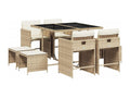9-piece beige poly rattan garden dining set and cushions 07738MBOW