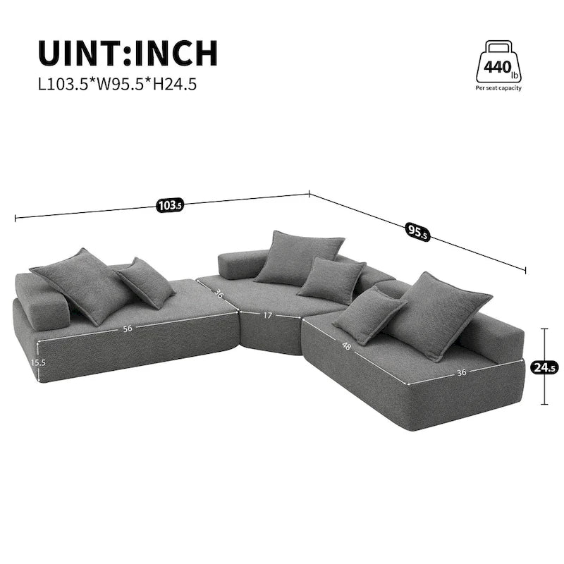 DIY Customization Boucle Upholstered Modular Sectional Sofa