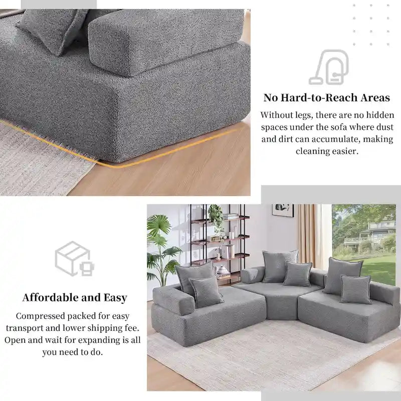 DIY Customization Boucle Upholstered Modular Sectional Sofa