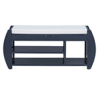 Multifunctional Storage Bench with Cushion and Curved Side Panel for Entrance and Living Room