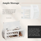 Multifunctional Storage Bench with Cushion and Curved Side Panel for Entrance and Living Room