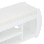Multifunctional Storage Bench with Cushion and Curved Side Panel for Entrance and Living Room
