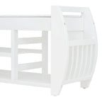 Multifunctional Storage Bench with Cushion and Curved Side Panel for Entrance and Living Room