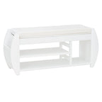 Multifunctional Storage Bench with Cushion and Curved Side Panel for Entrance and Living Room