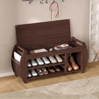 Multifunctional Storage Bench with Cushion and Curved Side Panel for Entrance and Living Room