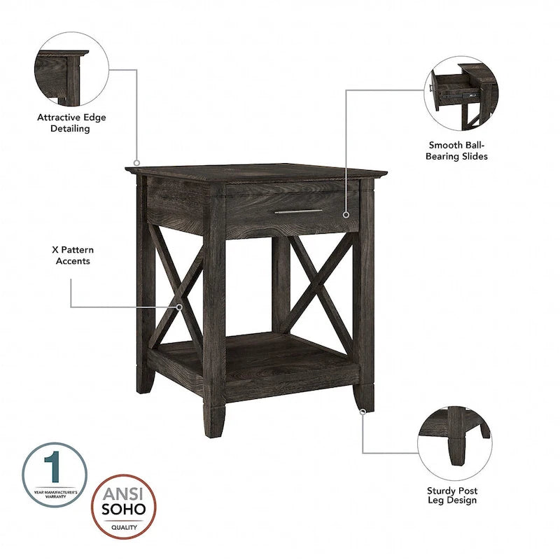 Key West Coastal Box Drawer Nightstand by Bush Furniture