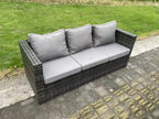 10-Seater Rattan Garden Furniture Set with Gas Fire Pit Table, 3 Sofas, and Stools, MéMaisonpuretop Dark Grey 59358SBXZ