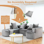 XINMICS 99.61 Modular Upholstered Sectional Sofa, Modern 3 Seater L-Shaped Compression Couch With Chaise, Left Hand Facing