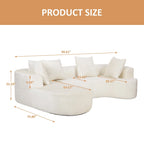 XINMICS 99.61 Modular Upholstered Sectional Sofa, Modern 3 Seater L-Shaped Compression Couch With Chaise, Left Hand Facing