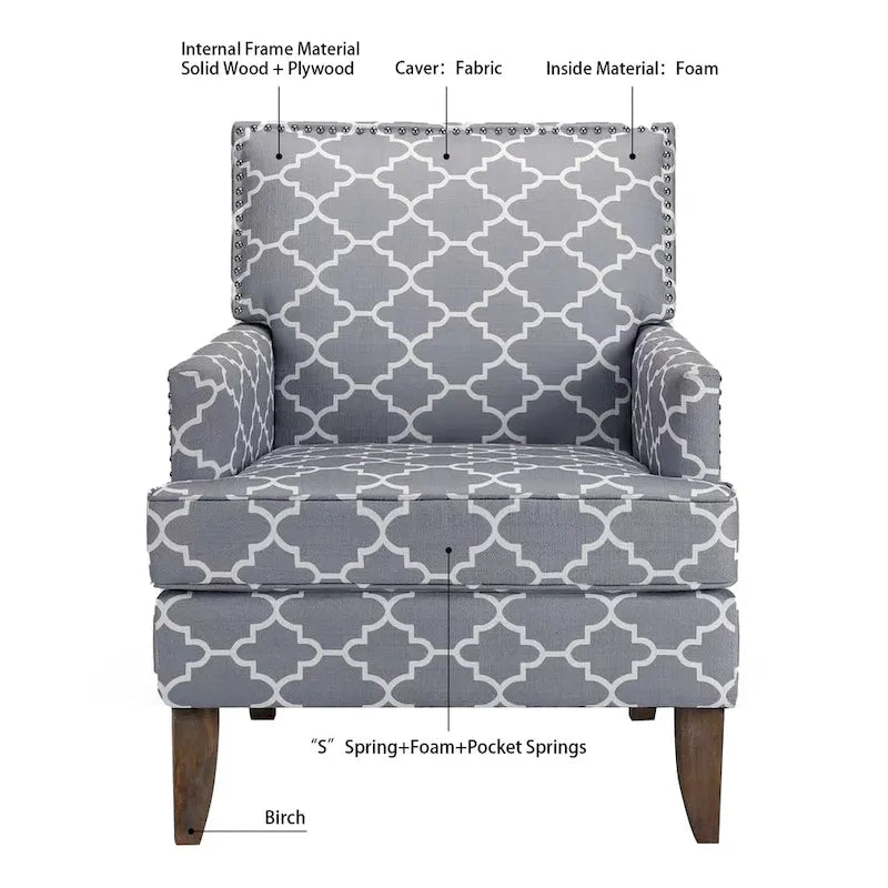 GDFStudio - Bella Modern Accent Chair for Living Room with Birch Legs and Comfortable Fabric Upholstery