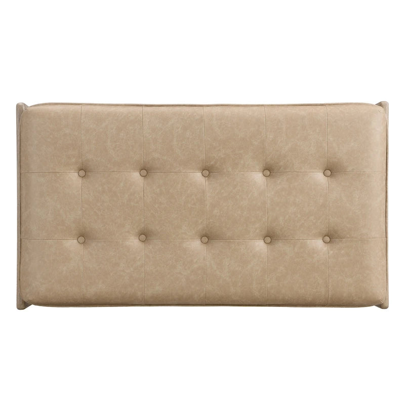 Christopher Knight Home - 48.4 Rectangle Tufted Upholstered Cocktail, Leather Ottoman Coffee Table with Rubber Wood Frame