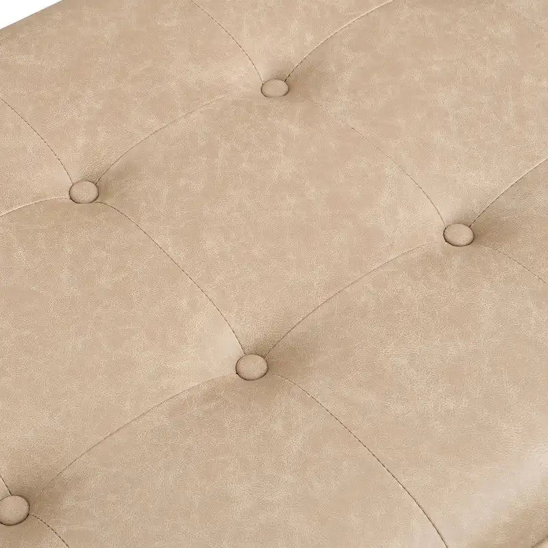 Christopher Knight Home - 48.4 Rectangle Tufted Upholstered Cocktail, Leather Ottoman Coffee Table with Rubber Wood Frame