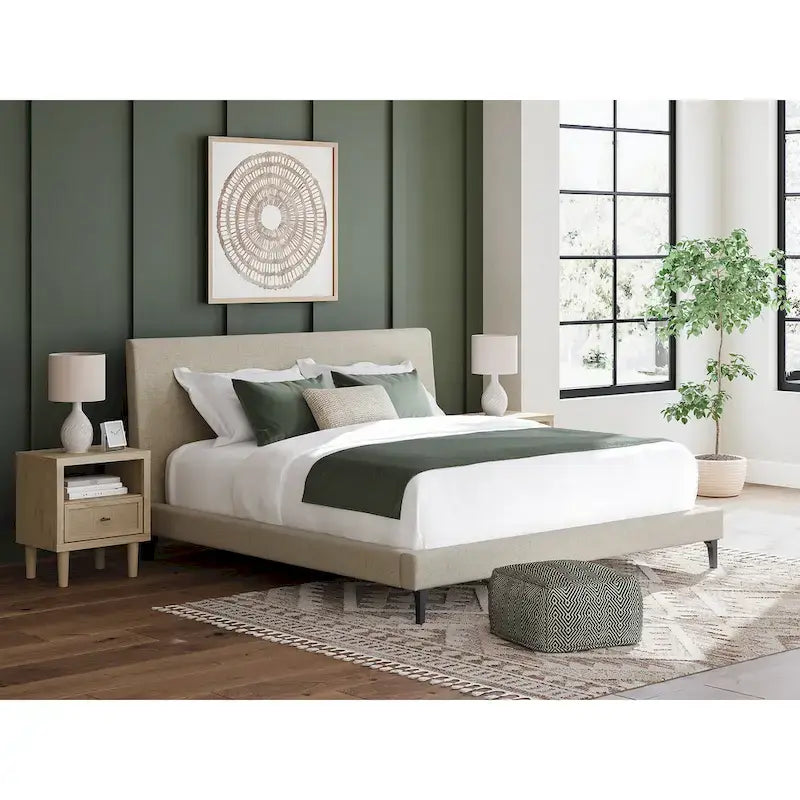 Signature Design by Ashley Cielden Light Gray King Upholstered Bed with Roll Slats