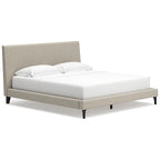 Signature Design by Ashley Cielden Light Gray King Upholstered Bed with Roll Slats