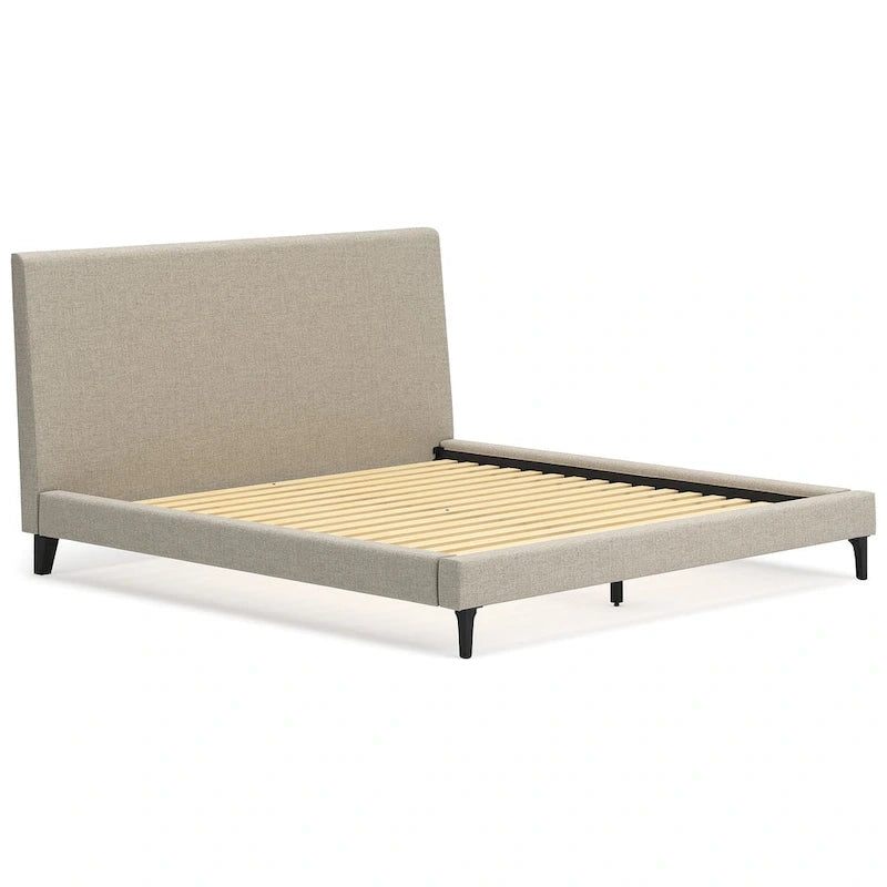 Signature Design by Ashley Cielden Light Gray King Upholstered Bed with Roll Slats