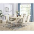 Modern Dining Table and Chairs Set Home Party Dining Table and Chairs Set with 6 Tufted Chairs and Turned Leg for Kitchen