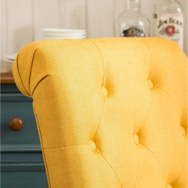 Modern Dining Table and Chairs Set Home Party Dining Table and Chairs Set with 6 Tufted Chairs and Turned Leg for Kitchen