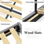 Twin Upholstered Platform Bed with Padded Headboard, Metal Frame,Gray