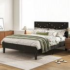 Twin Upholstered Platform Bed with Padded Headboard, Metal Frame,Gray