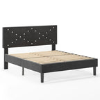 Twin Upholstered Platform Bed with Padded Headboard, Metal Frame,Gray