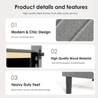 Twin Upholstered Platform Bed with Padded Headboard, Metal Frame,Gray