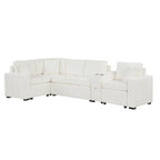 120.5 Chenille L-Shaped Sectional Sofa Bed with Storage & Cup Holders
