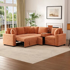 120.5 Chenille L-Shaped Sectional Sofa Bed with Storage & Cup Holders