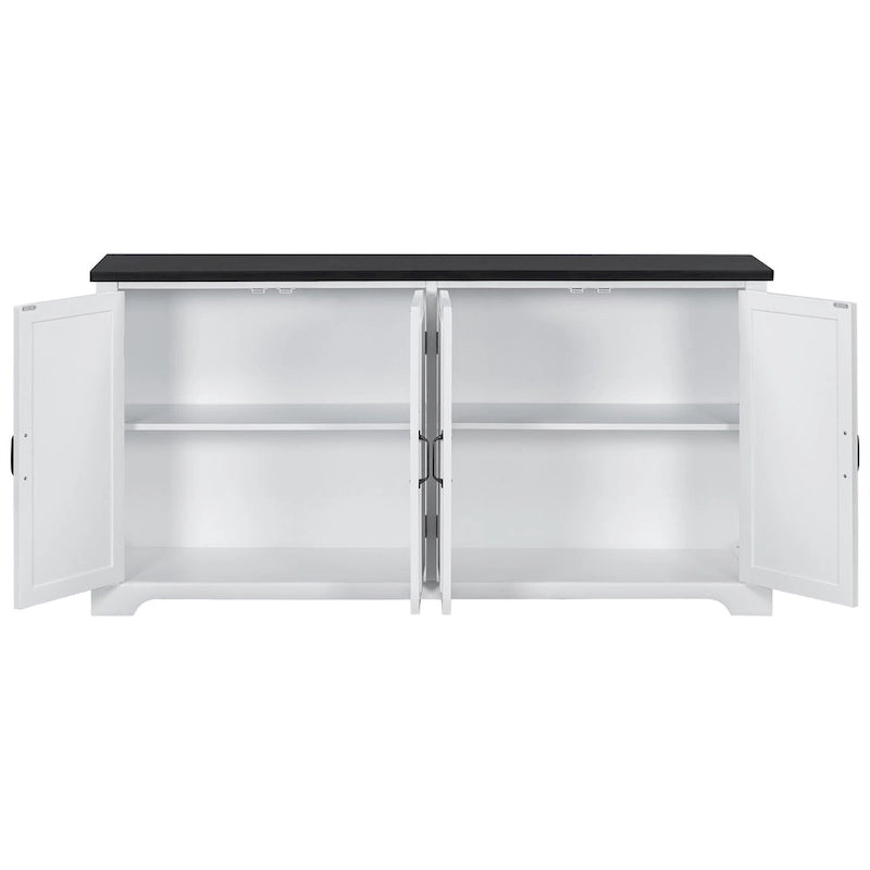 Roomfitters American Country Style Wooden Sideboard with Pine Doors and Metal Handles for Living Room, Dining Room