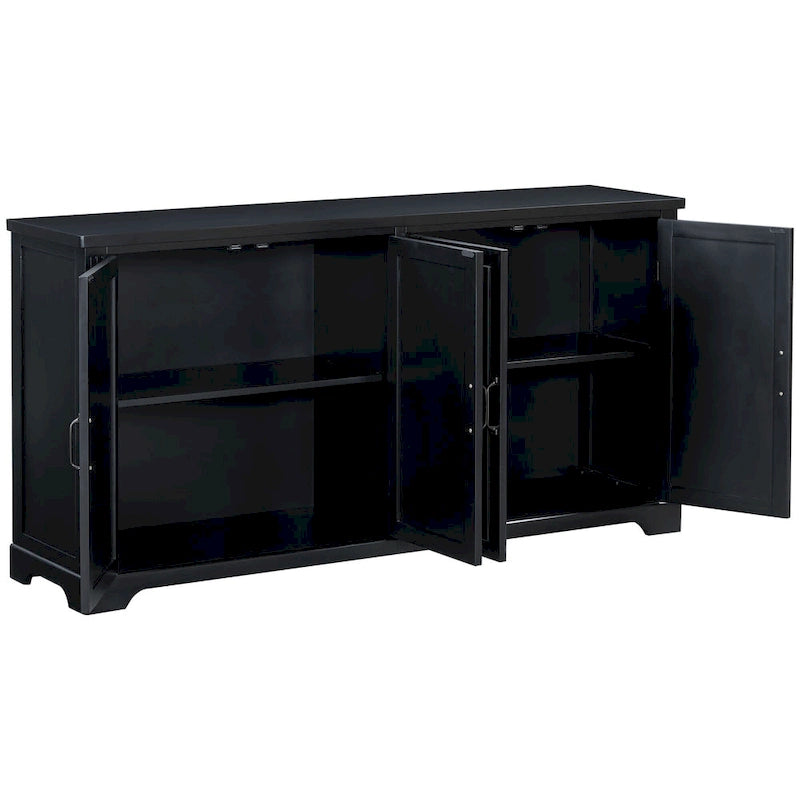 Roomfitters American Country Style Wooden Sideboard with Pine Doors and Metal Handles for Living Room, Dining Room