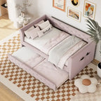 Twin Velvet Tufted Daybed with Trundle & Storage
