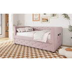 Twin Velvet Tufted Daybed with Trundle & Storage