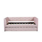 Twin Velvet Tufted Daybed with Trundle & Storage