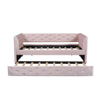 Twin Velvet Tufted Daybed with Trundle & Storage