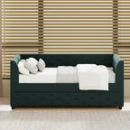 Twin Velvet Tufted Daybed with Trundle & Storage