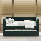 Twin Velvet Tufted Daybed with Trundle & Storage