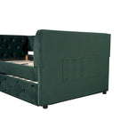 Twin Velvet Tufted Daybed with Trundle & Storage