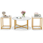 Costway 3 PCS Coffee Table Set Round Coffee Table and 2PCS Square End - See Details