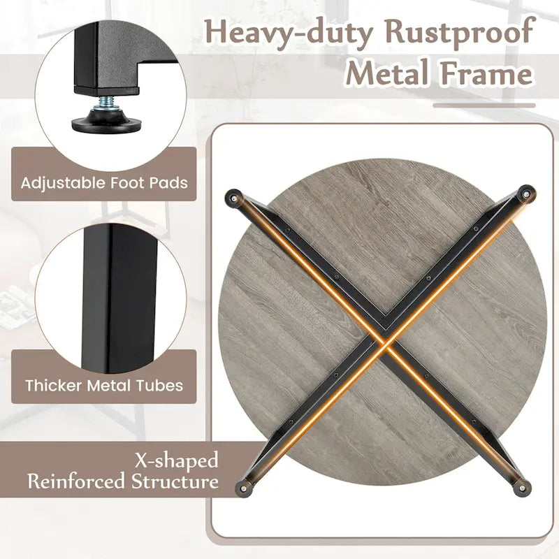 Costway 3 PCS Coffee Table Set Round Coffee Table and 2PCS Square End - See Details