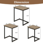 Gymax 3 Pcs Nesting Coffee End Table Set Stacking Side Nightstand