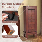 Costway Wood Jewelry Cabinet Armoire Storage Box Chest Stand Organizer - 10.5 X16 X40